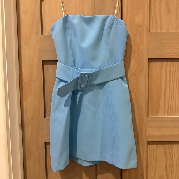 Amanda Uprichard Dresses & Skirts - Amanda Uprichard Strapless Mini Dress in Light Blue with Belt